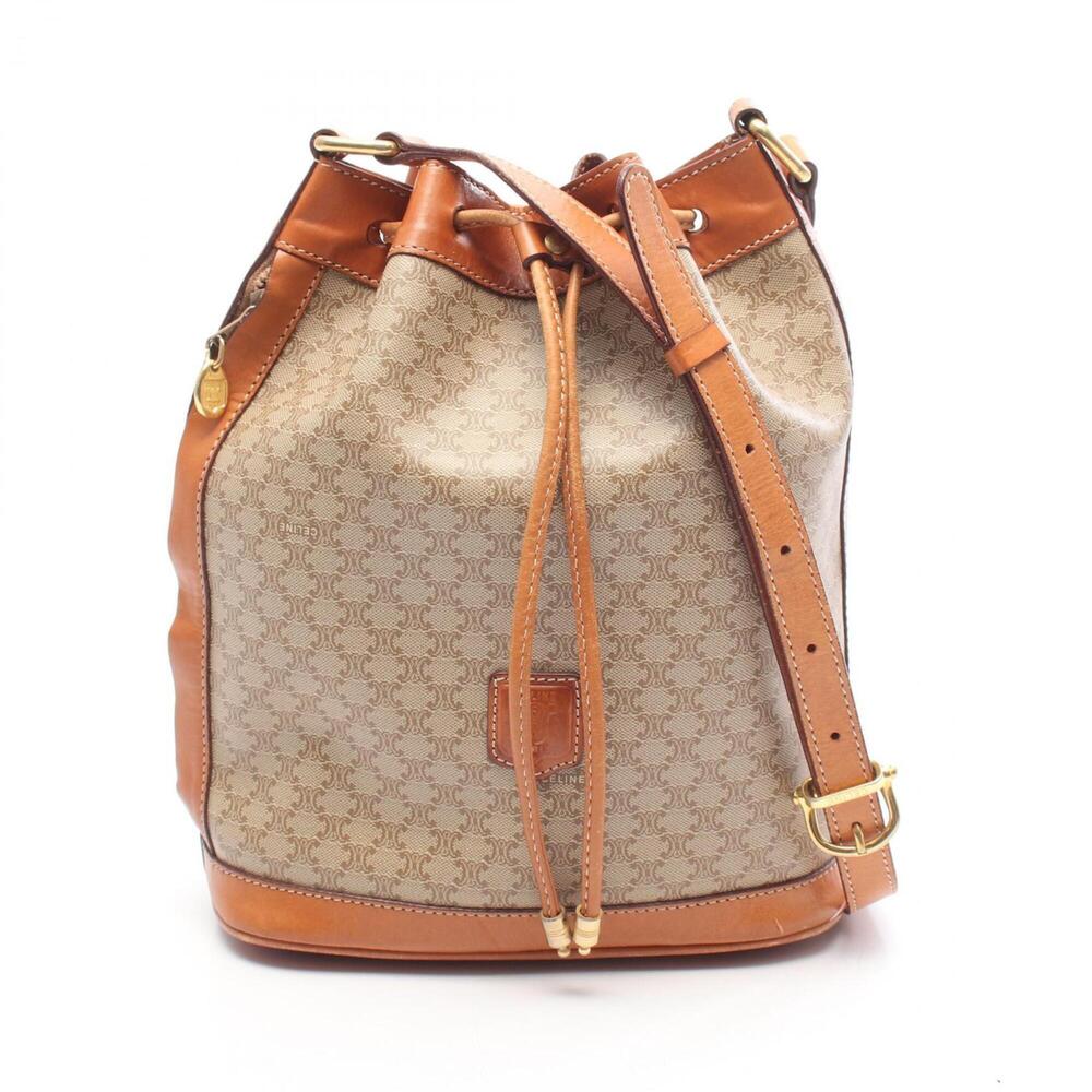 Celine Macadam Shoulder Bag/Handbag, Coated Canvas and Leather, Women's, Beig...